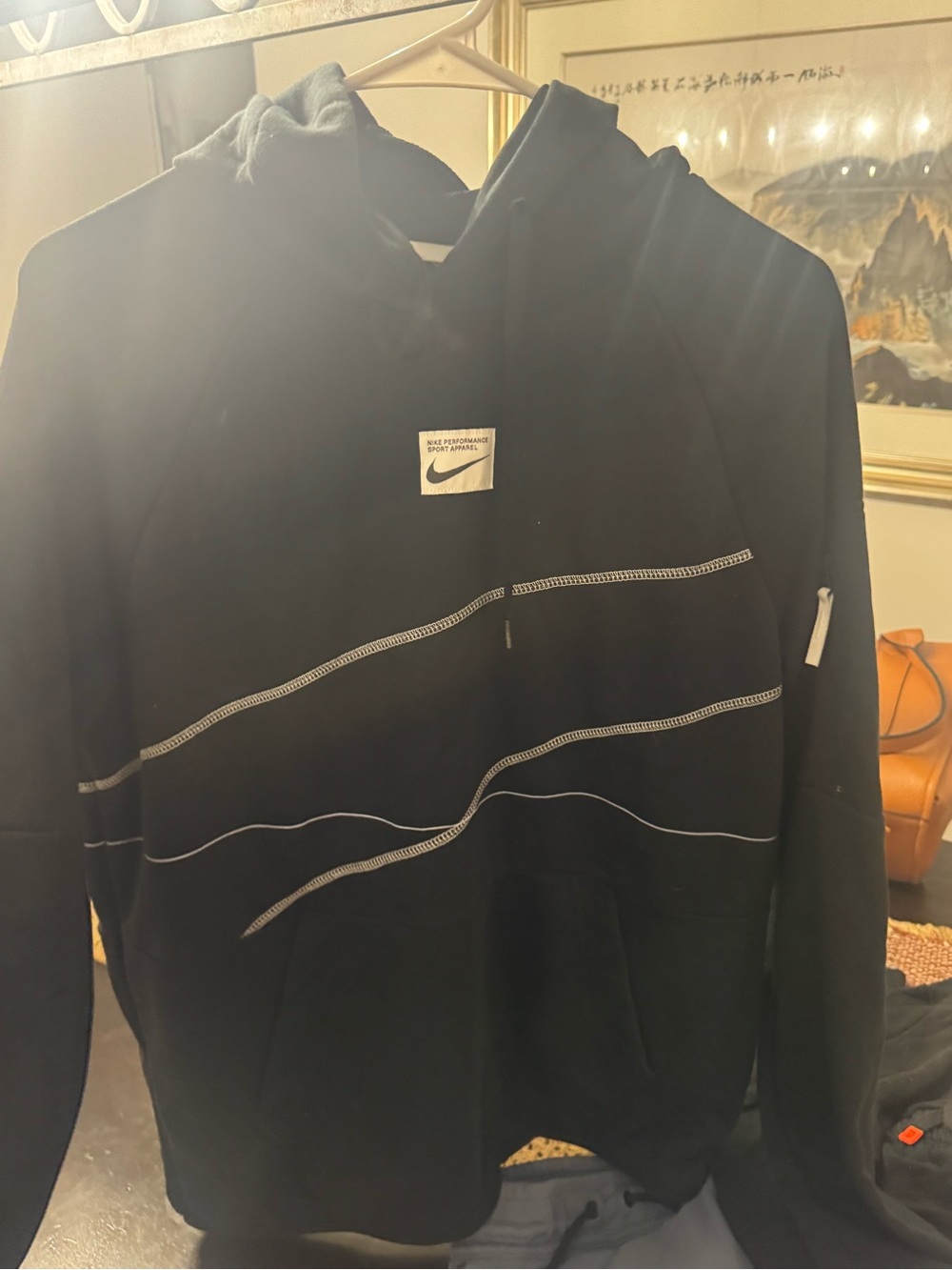 Nike Black Hooded Jacket with Reflective Stripe Detail